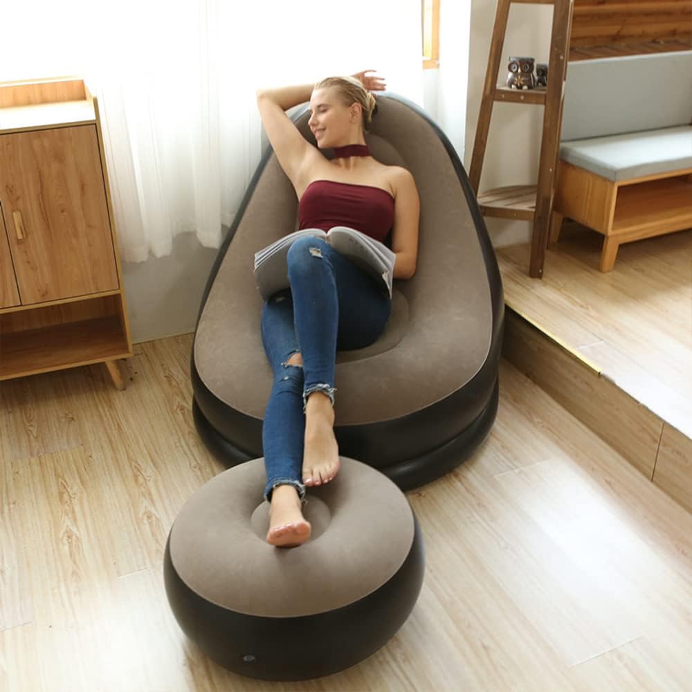 SILLÓN INFLABLE CON PUFF REPOSAPIÉS