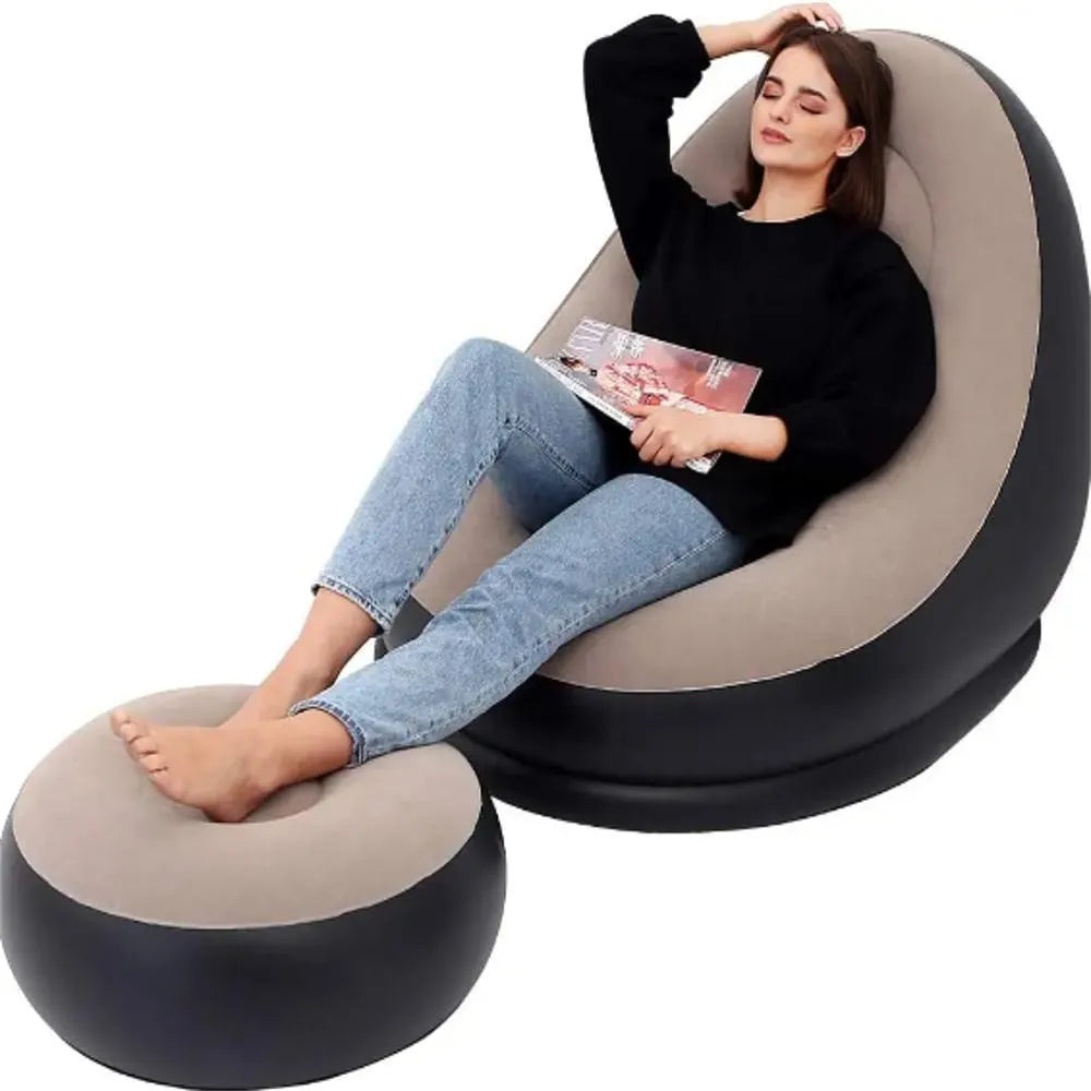 SILLÓN INFLABLE CON PUFF REPOSAPIÉS