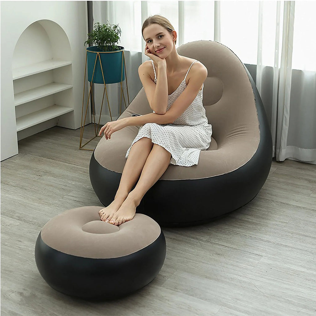 SILLÓN INFLABLE CON PUFF REPOSAPIÉS