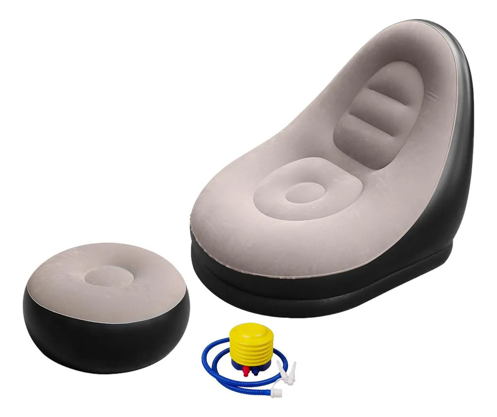 SILLÓN INFLABLE CON PUFF REPOSAPIÉS